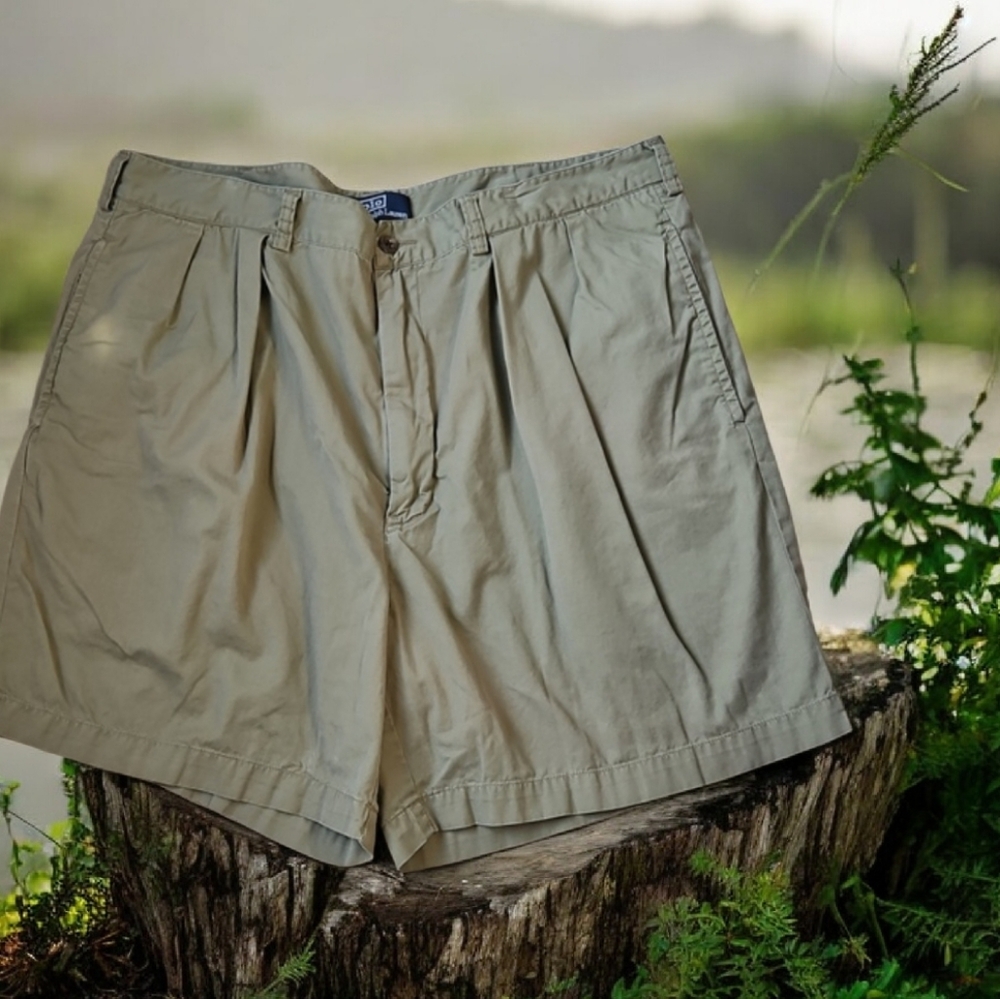 Polo by ralph lauren Shorts Greenish 100% Cotton Waist 36" In Great Shape